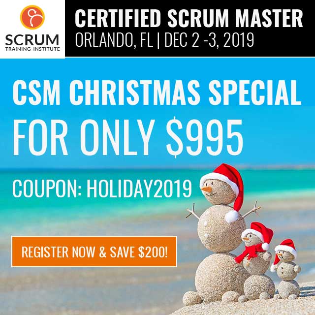 Promotion for $200 off CSM Training with snowmen on beach