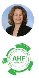Natalie Roberts headshot picture, AHF Certified Agility Health Facilitator badge